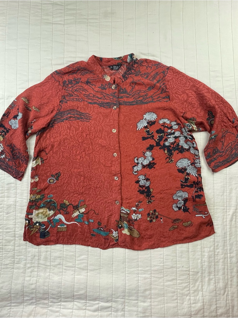 VTG Citron Washable Textured Silk Shirt 2X